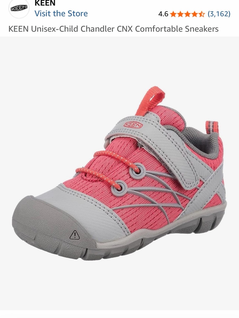 Keen Kids Coral and Gray Active Sneaker